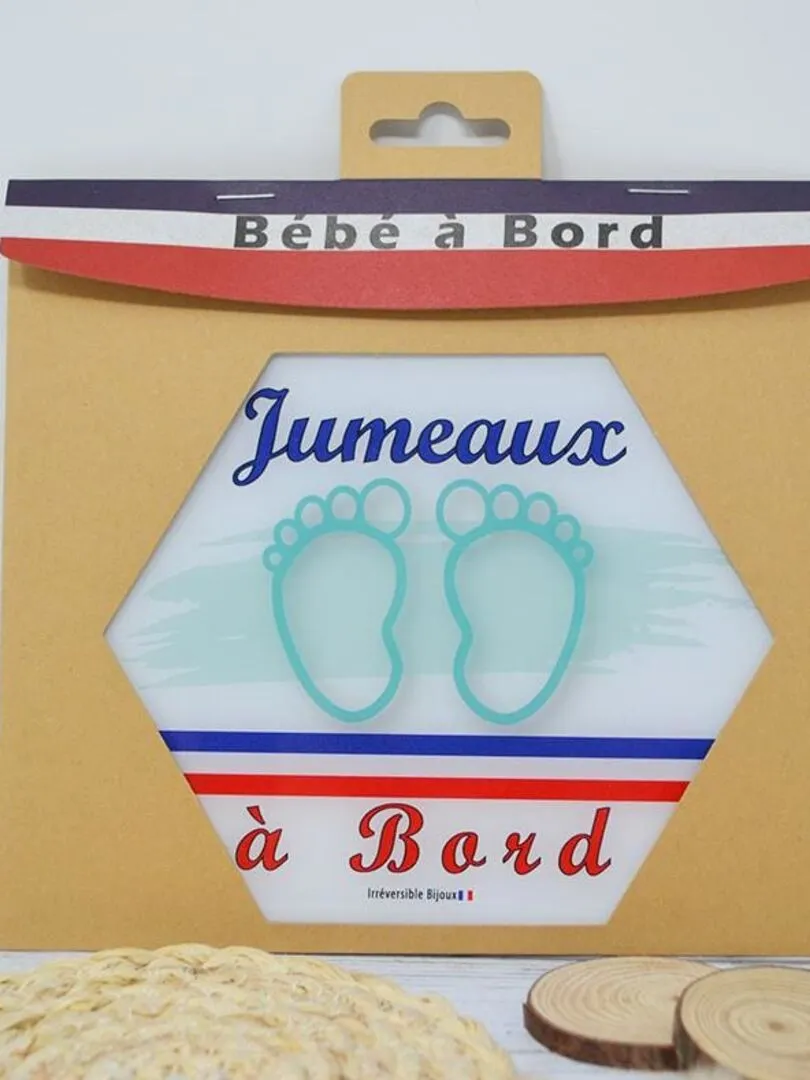 Adhésif / Autocollant bébé à bord - Jumeaux - Bleu