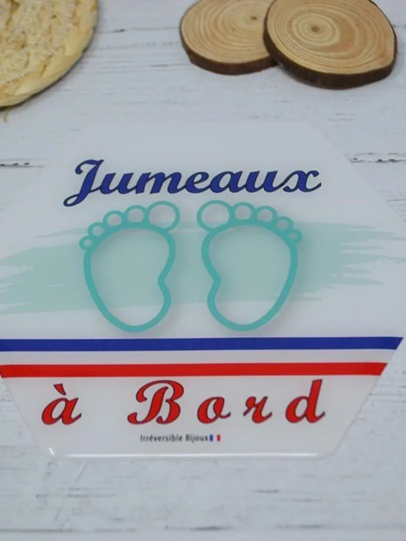 Adhésif / Autocollant bébé à bord - Jumeaux - Bleu