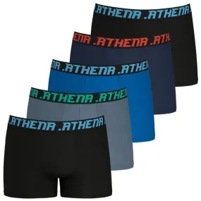 ATHENA 5 Boxers Homme Coton ECO PACK MODE Noir Gris Bleu Marine