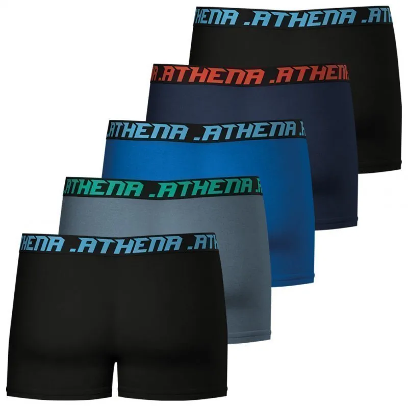 ATHENA 5 Boxers Homme Coton ECO PACK MODE Noir Gris Bleu Marine