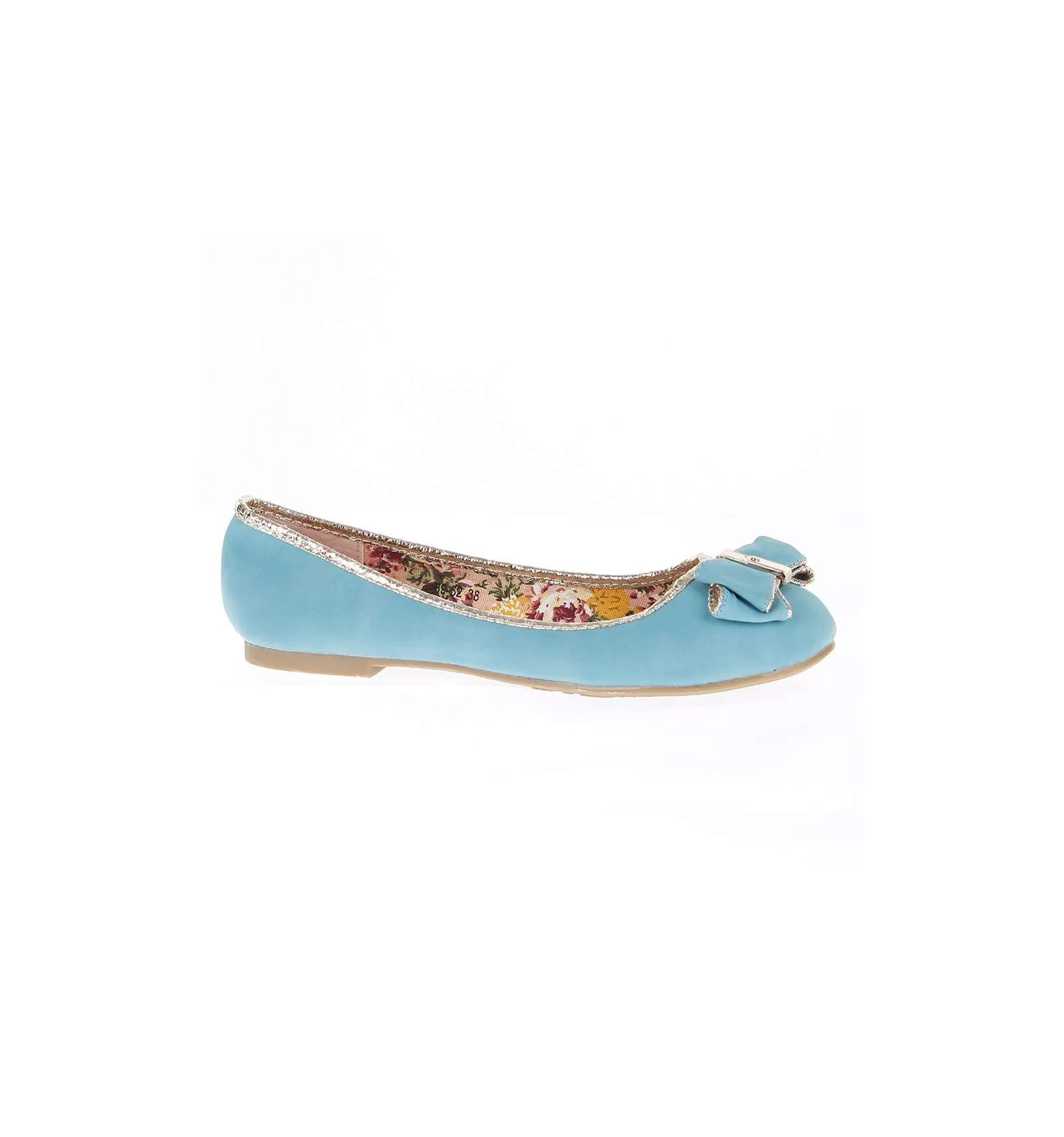 Ballerine plate simili cuir confortable bleu turquois ENOLA 