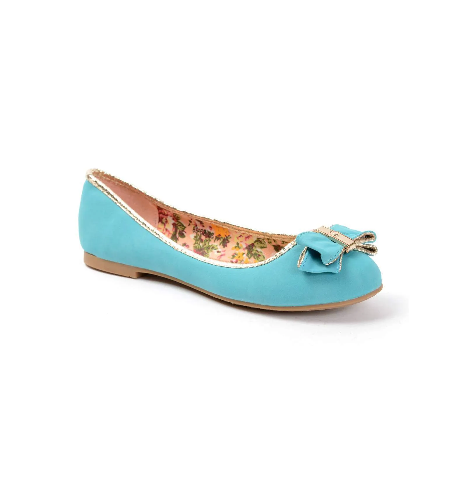 Ballerine plate simili cuir confortable bleu turquois ENOLA 