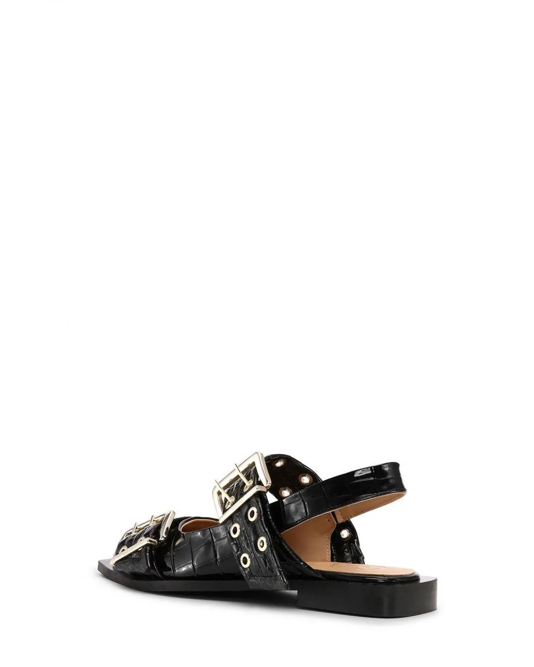 BALLERINES FEMININE BUCKLE CROCO BLACK - Ganni | Chez Maman Rouen