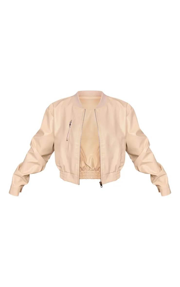 Bomber en PU taupe