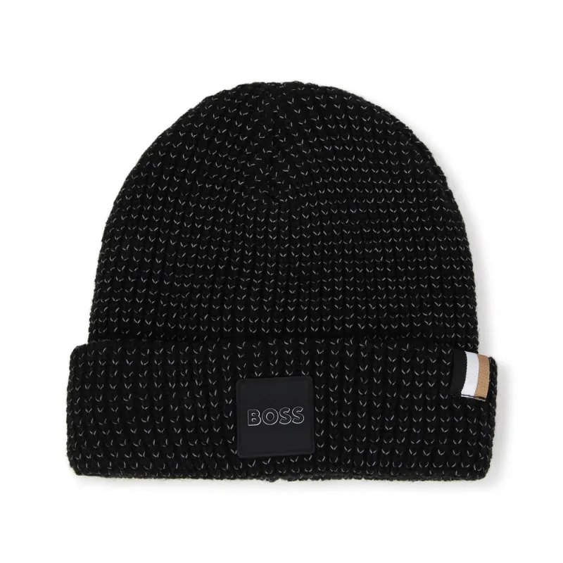 BONNET EN TRICOT NOIR BOSS ENFANT