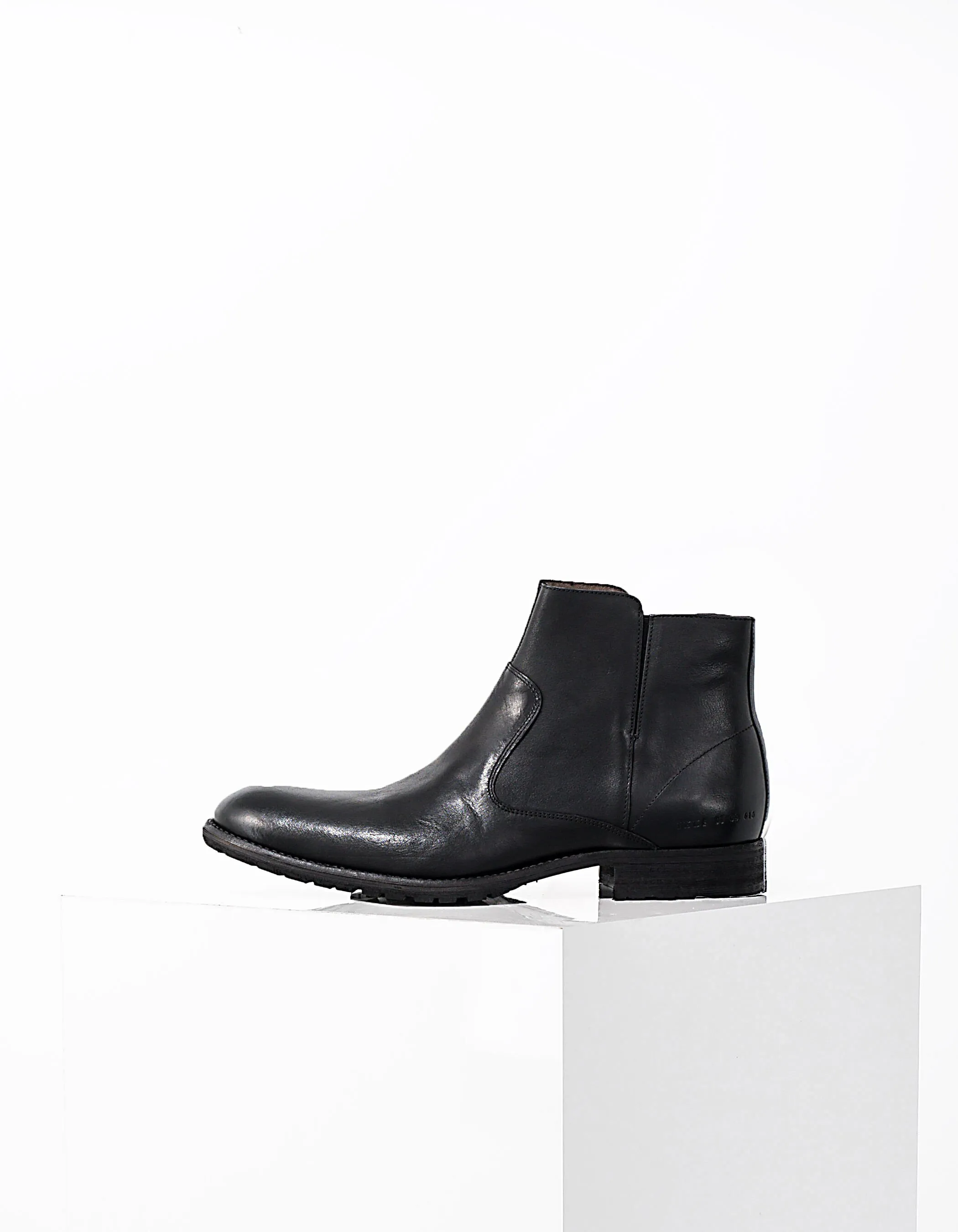 Boots noirs en cuir Homme