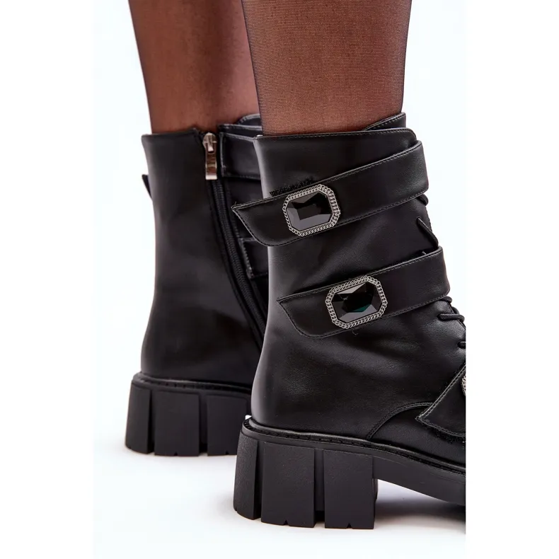 Bottes de travail en cuir pour femmes noires S.Barski MR870-62 le noir