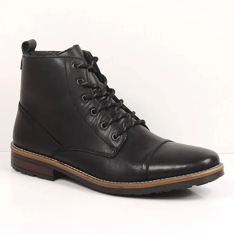 Bottes en cuir isolées Rieker 33205-00 noires pour hommes le noir