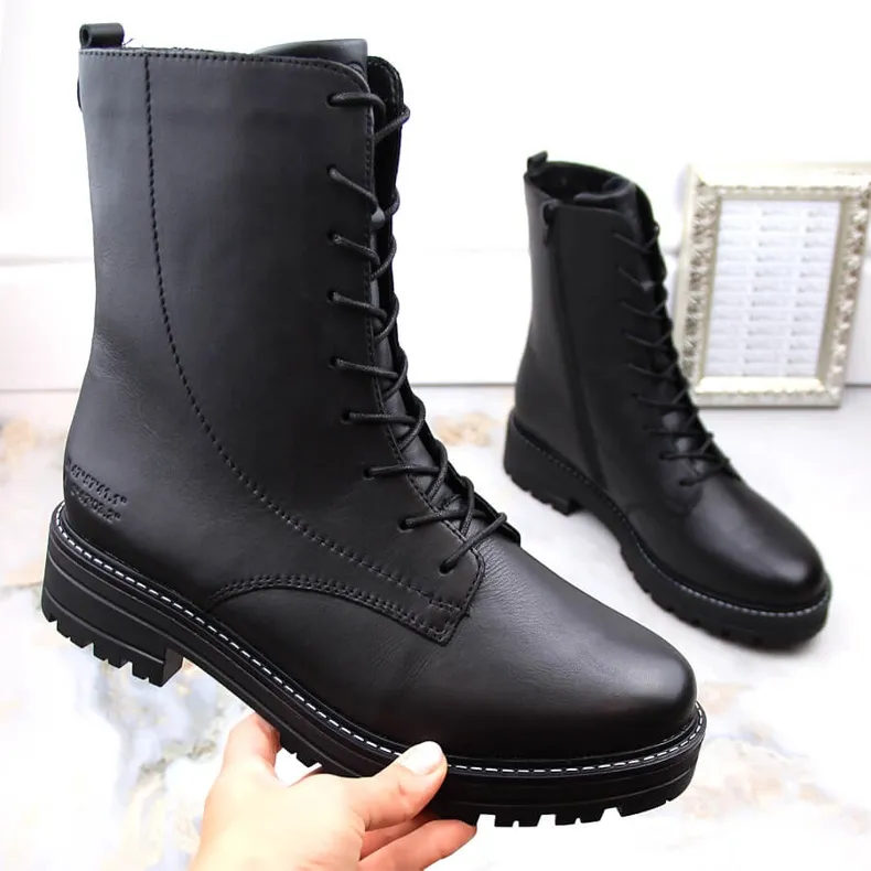 Bottes en cuir noir confortables et isolées par Remonte le noir