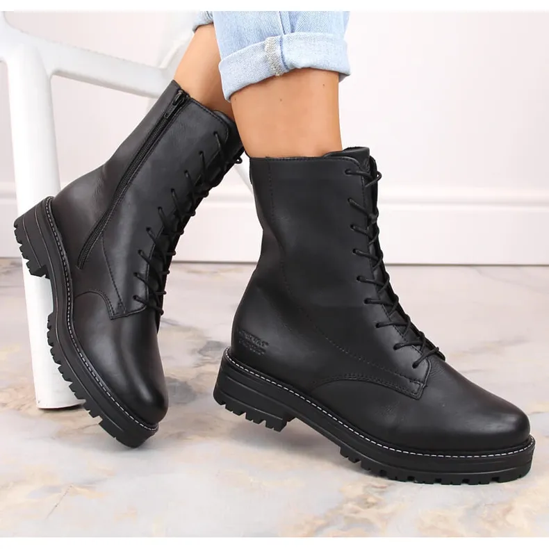 Bottes en cuir noir confortables et isolées par Remonte le noir