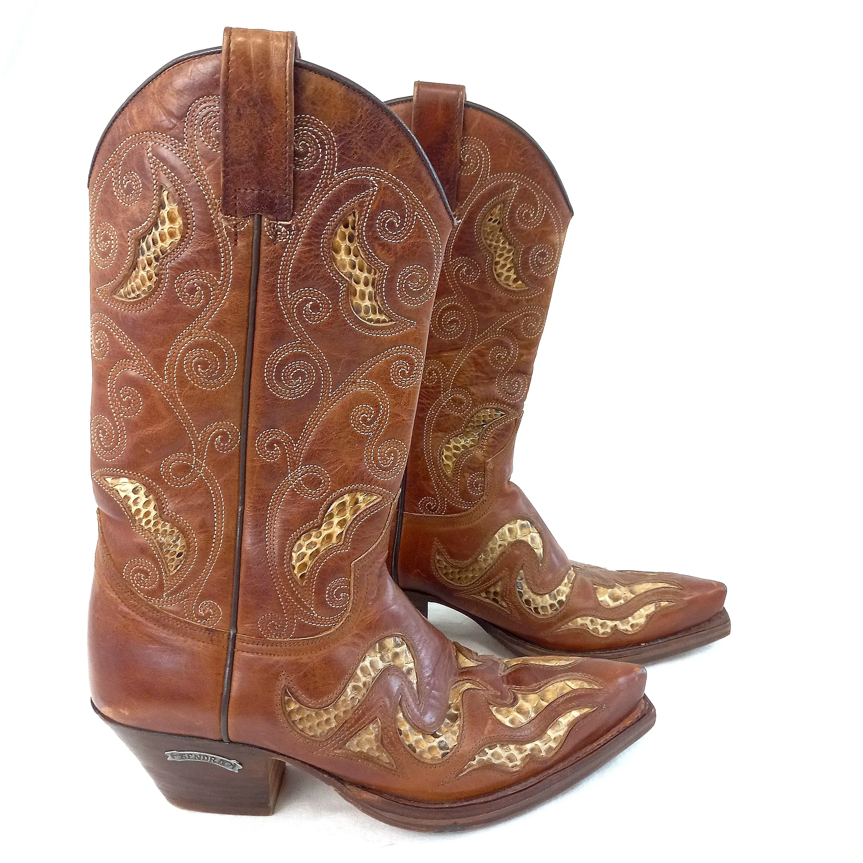 Bottes en cuir Santiag talon biseauté "Sendra" - T36