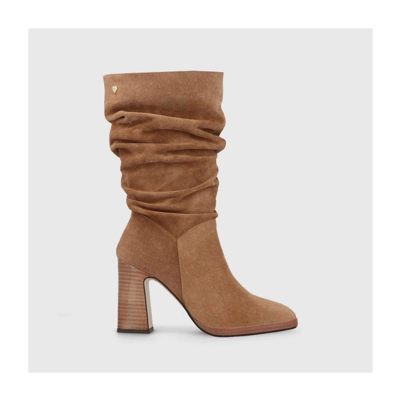 Bottes hautes femme en croûte de cuir marron | LODI Chaussures femme en ligne.