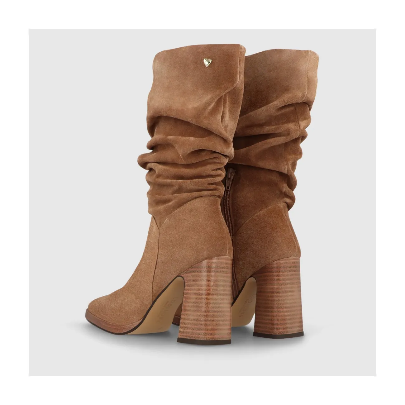 Bottes hautes femme en croûte de cuir marron | LODI Chaussures femme en ligne.