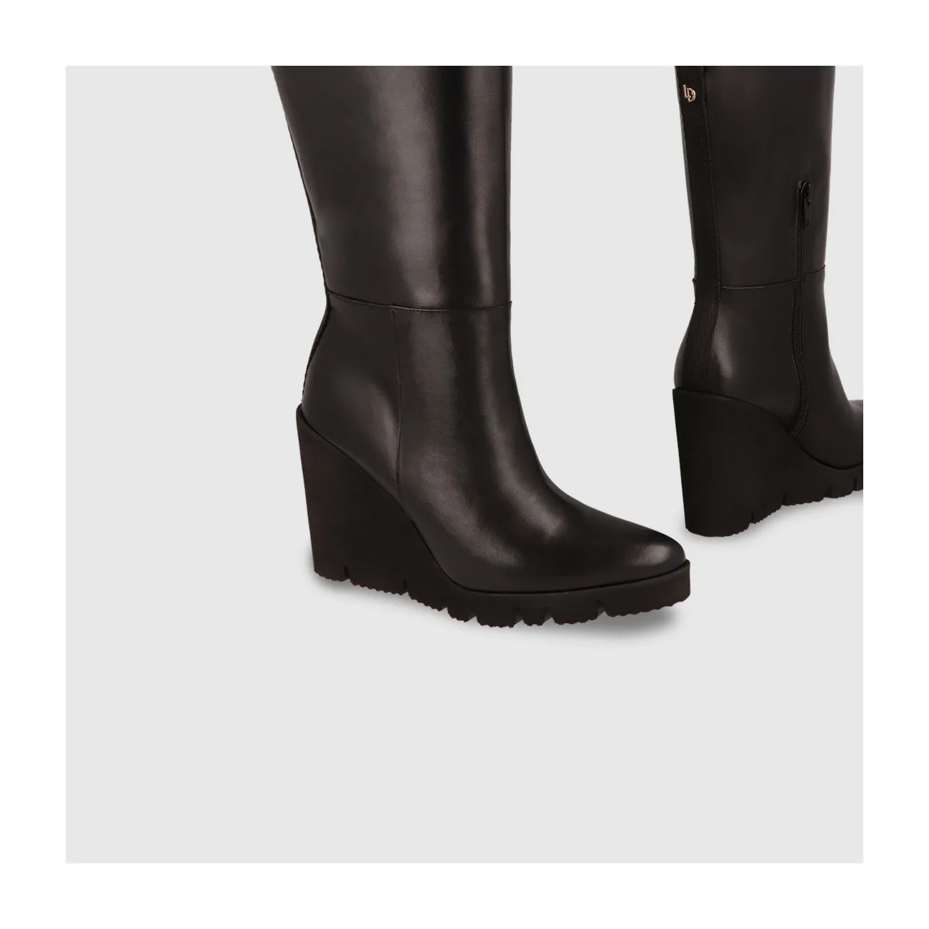 Bottes mi-mollet pour femmes en cuir noir | Chaussures femme LODI en ligne.