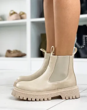 Bottines beiges à élastique et semelle épaisse