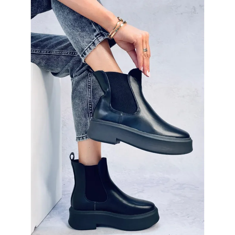 Bottines Chelsea sur semelle épaisse Laos Black le noir