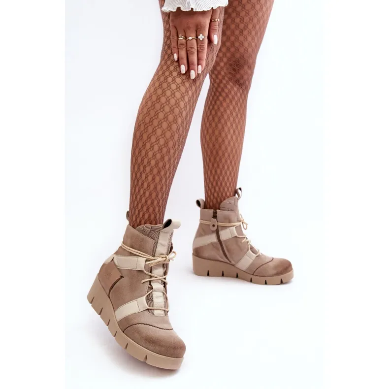 Bottines Compensées en Cuir Maciejka 06185-22 Beige Clair