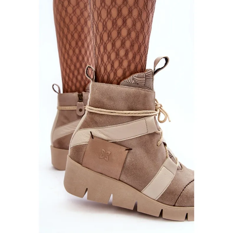 Bottines Compensées en Cuir Maciejka 06185-22 Beige Clair