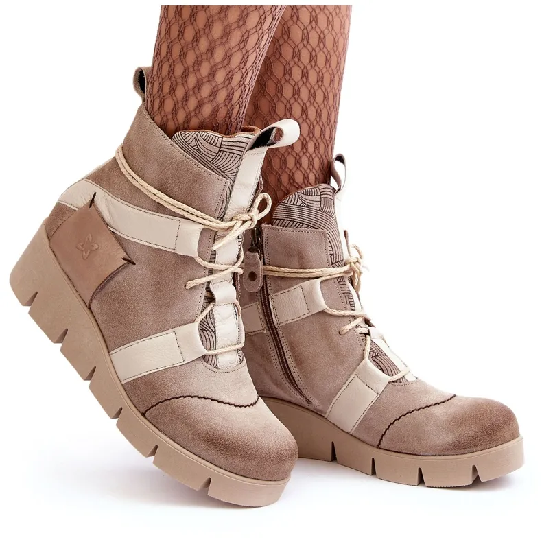 Bottines Compensées en Cuir Maciejka 06185-22 Beige Clair