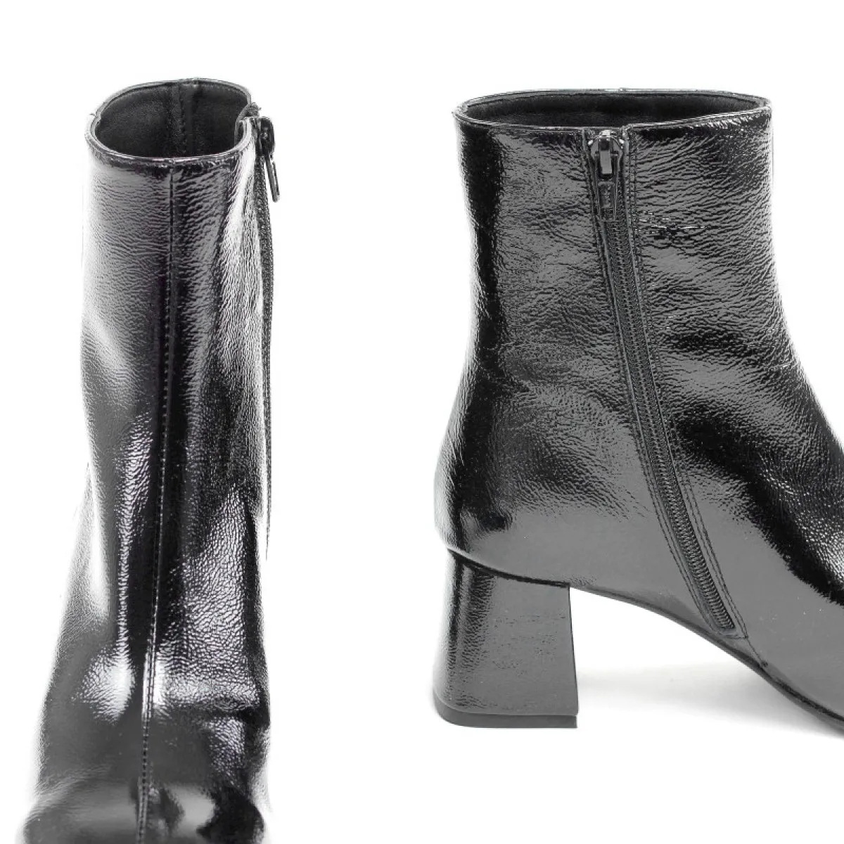 Bottines en cuir bi-couleur - Noir