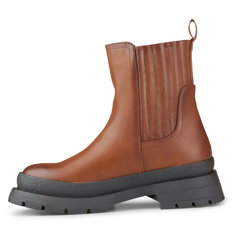 Bottines marron en éco-cuir à semelle épaisse brun