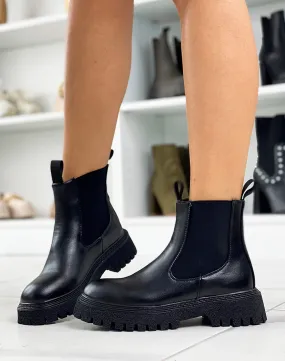 Bottines noires à élastique et semelle épaisse