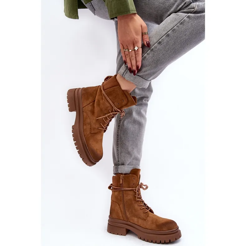 Bottines Trappeuses Femme Sur Semelle Épaisse Camel Narelona brun