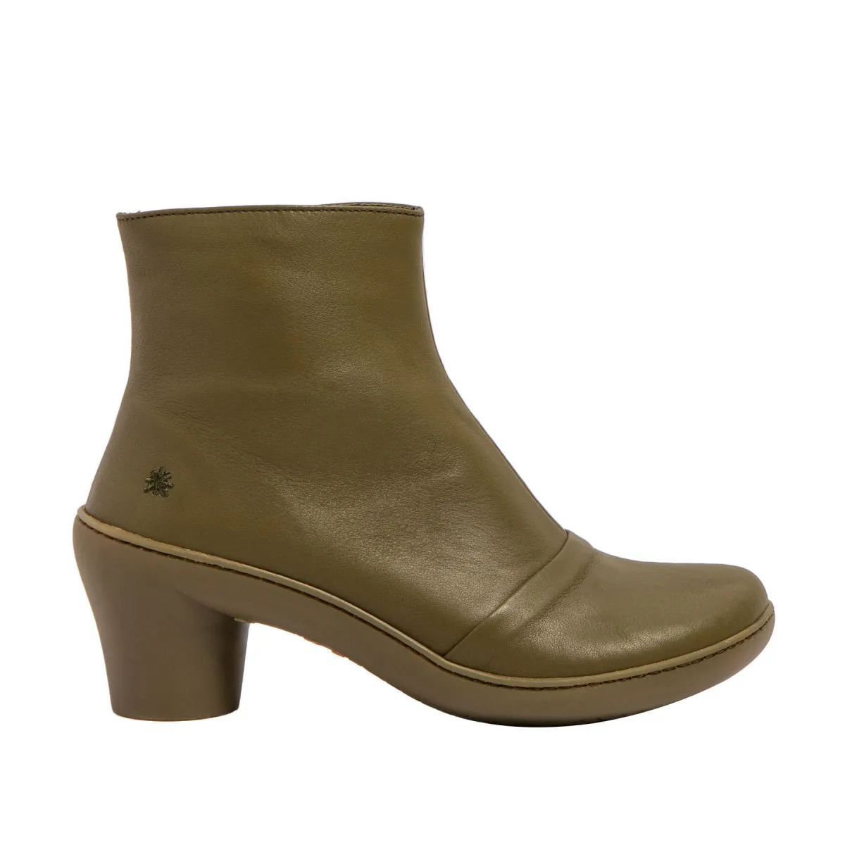 Bottines à talon en cuir mat - Vert