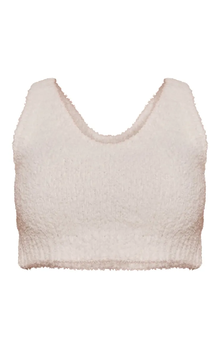 Bralette en maille tricot imitation mouton crème