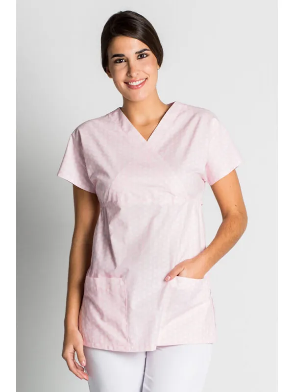 Casaque médicale feminine à motifs rose