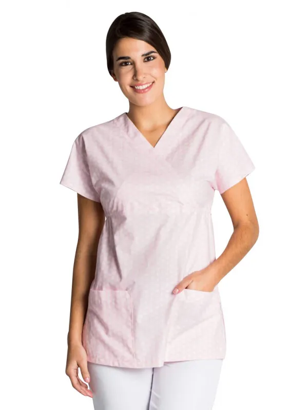 Casaque médicale feminine à motifs rose