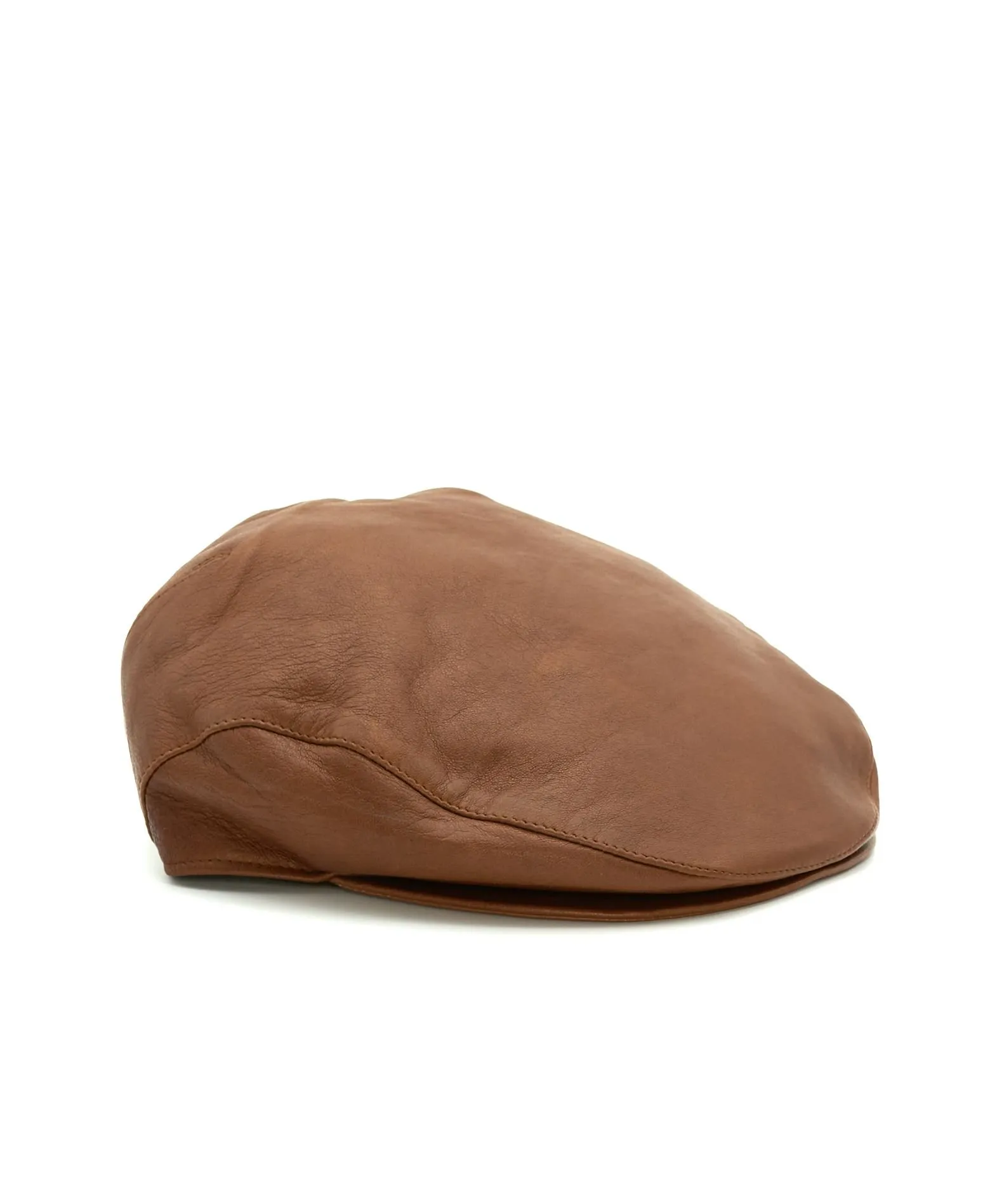 Casquette plate en cuir homme béret à visière cuir marron Palermo