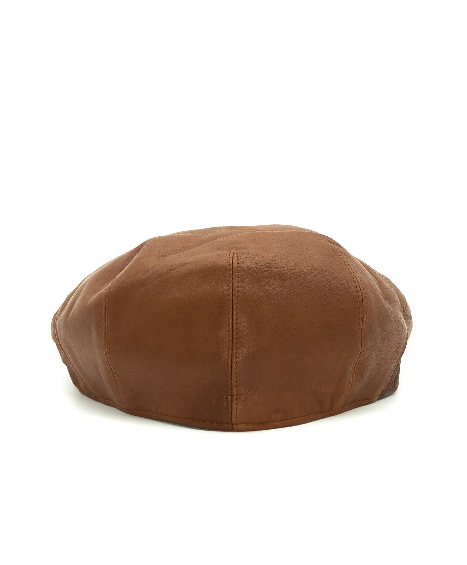 Casquette plate en cuir homme béret à visière cuir marron Palermo