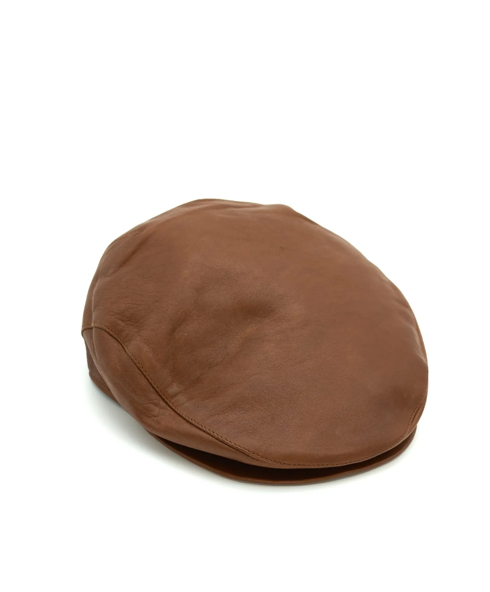 Casquette plate en cuir homme béret à visière cuir marron Palermo