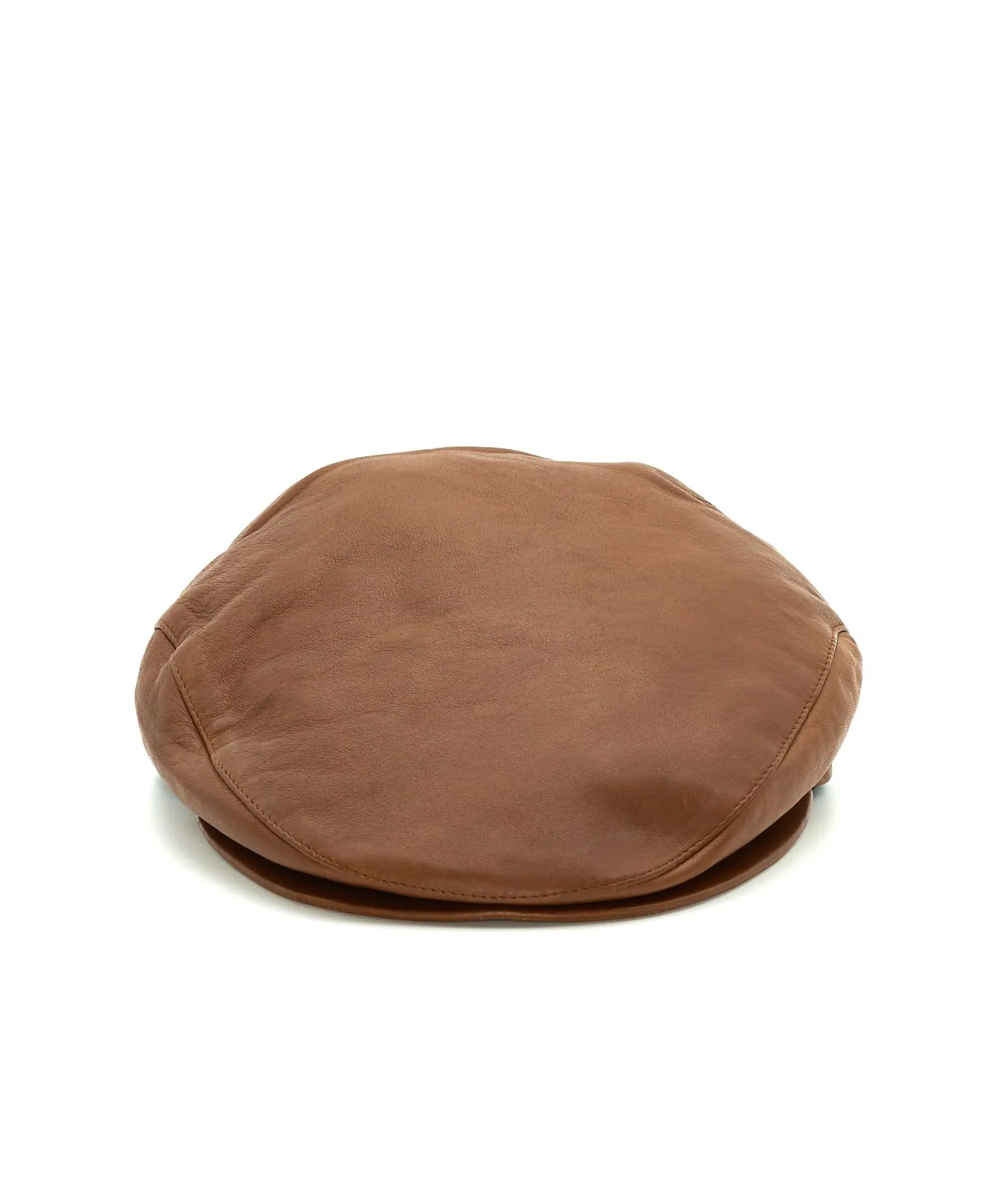 Casquette plate en cuir homme béret à visière cuir marron Palermo