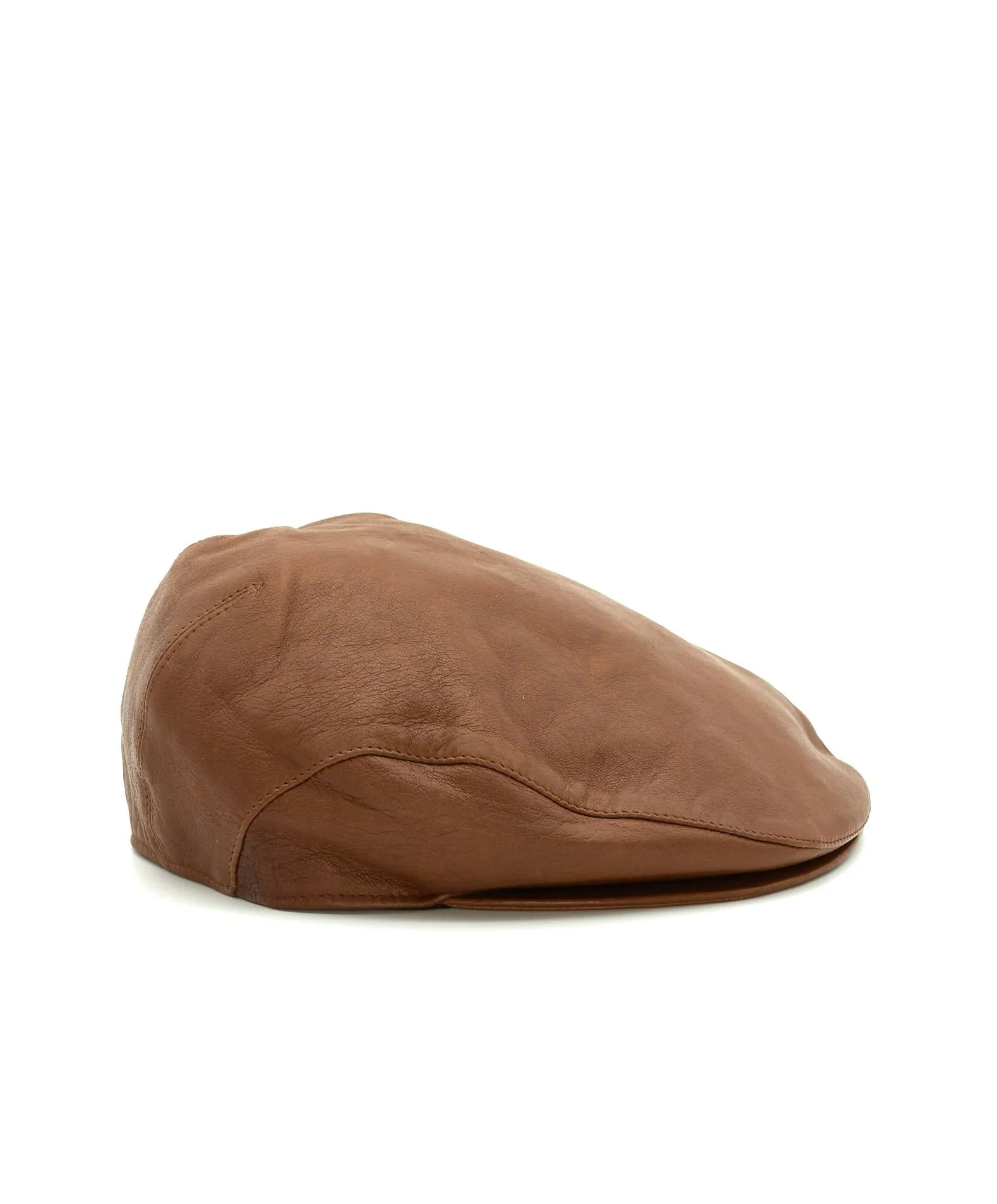 Casquette plate en cuir homme béret à visière cuir marron Palermo