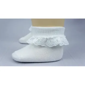 Chaussette ivoire ou blanche cérémonie fille dentelle