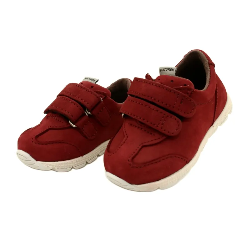 Chaussures décontractées en cuir Mazurek 1362 Velcro rouge