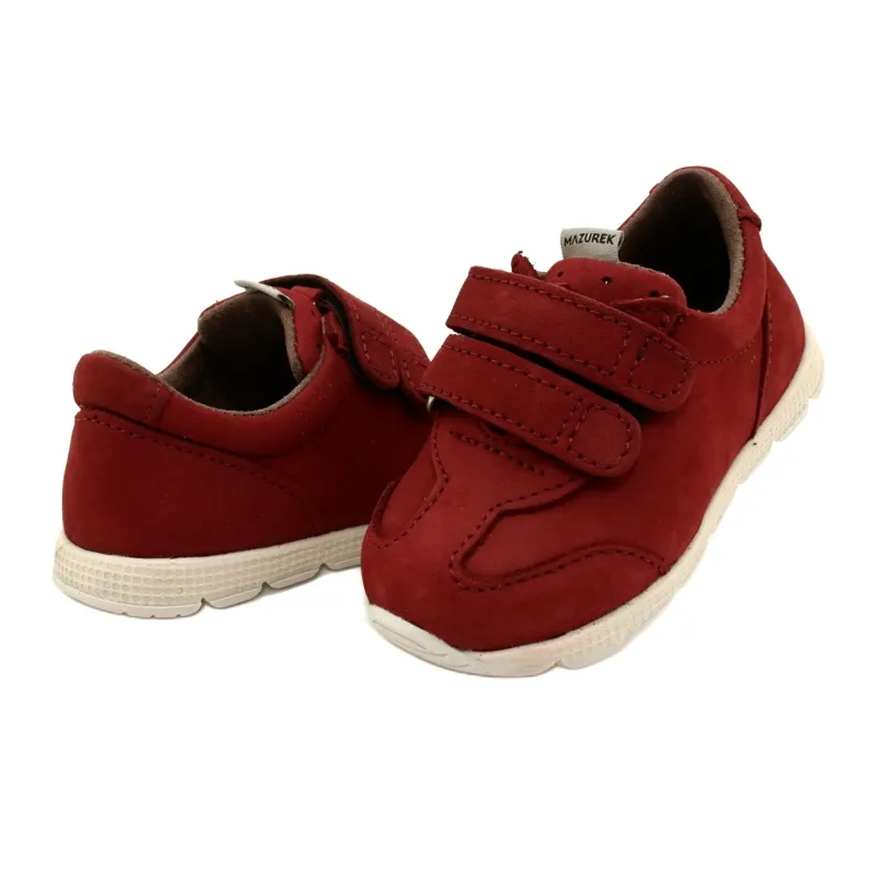 Chaussures décontractées en cuir Mazurek 1362 Velcro rouge