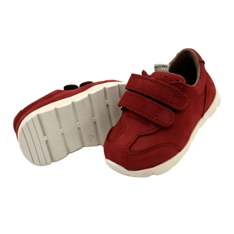 Chaussures décontractées en cuir Mazurek 1362 Velcro rouge