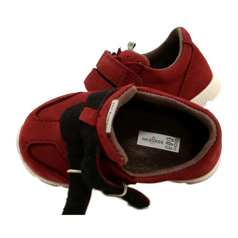 Chaussures décontractées en cuir Mazurek 1362 Velcro rouge