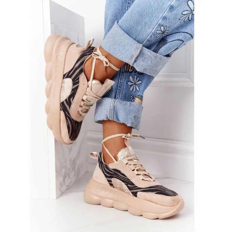 Chaussures Sport Femme Lu Boo Semelle Épaisse Beige Goûtez-le !