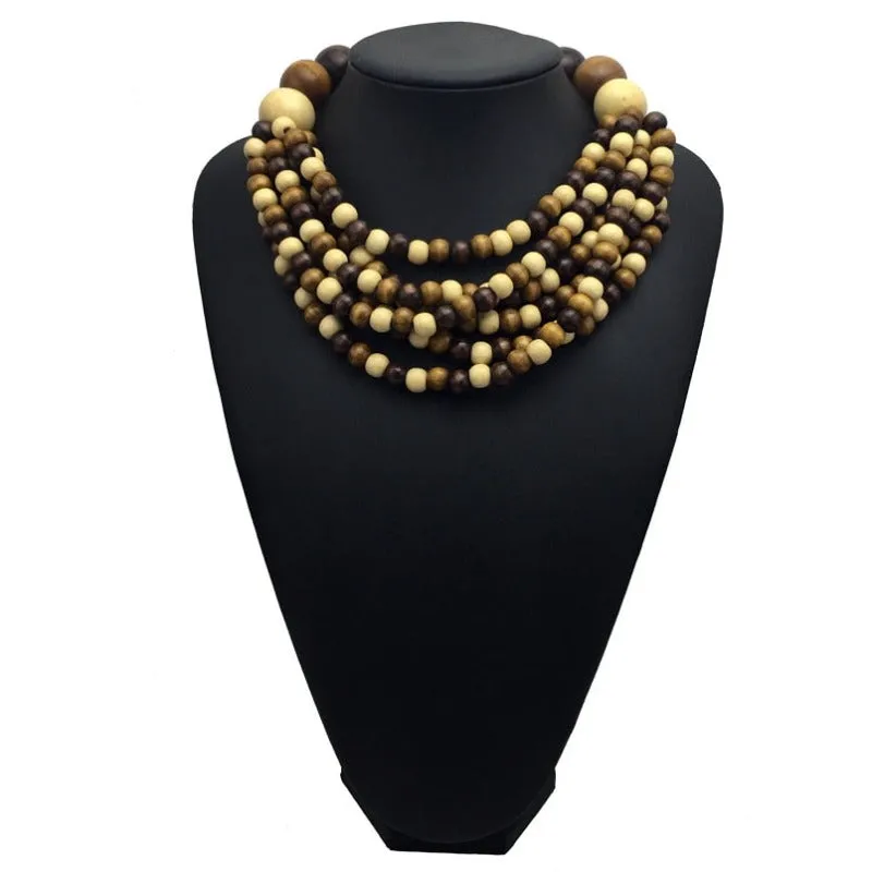 Collier en Perles Vert Jaune Rouge Style Année 80