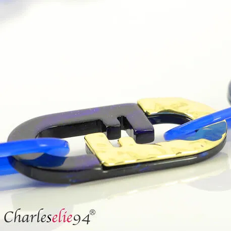 Collier sautoir résine de qualité C330 bohème chic bleu