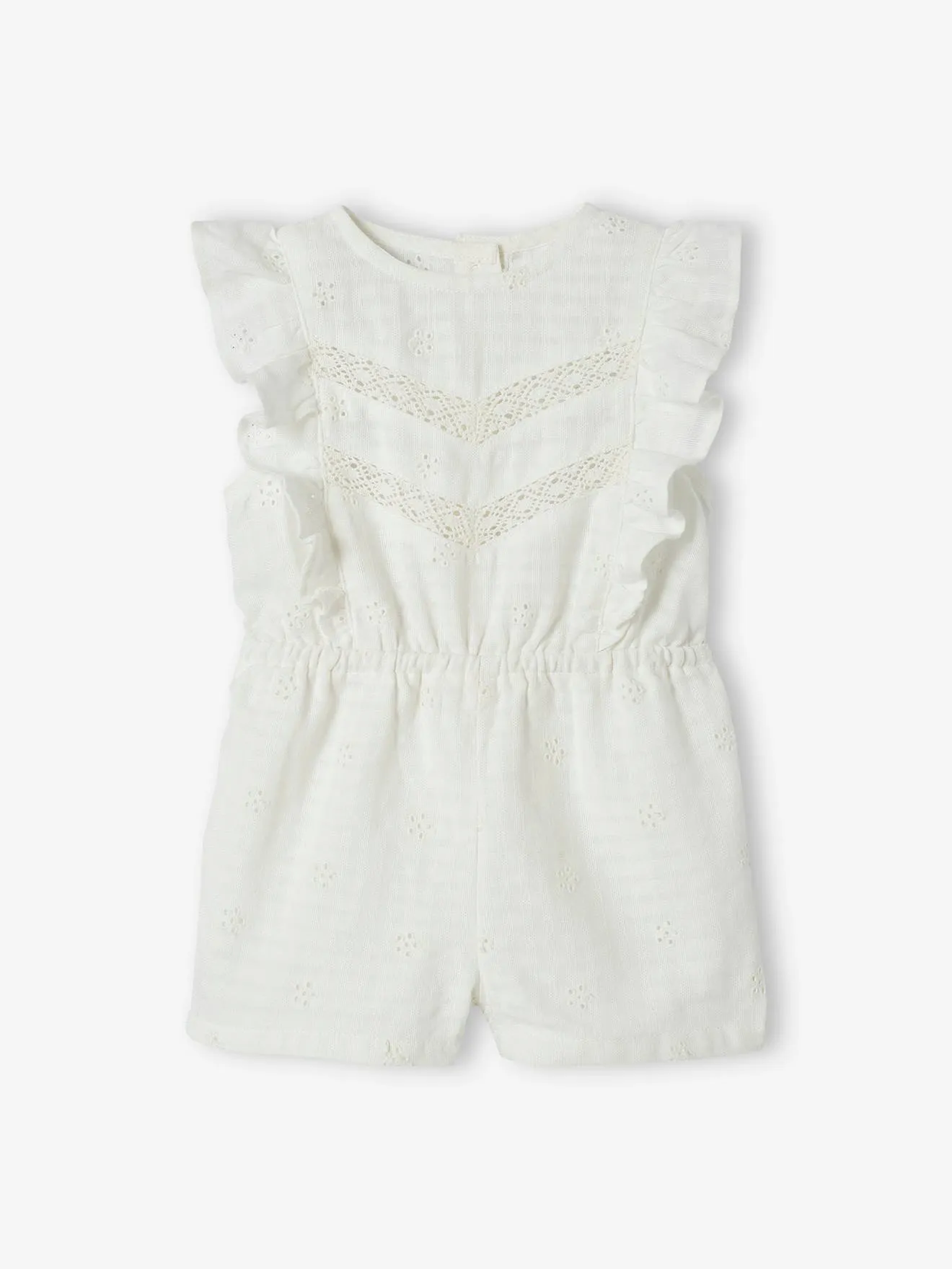 Combi-short de cérémonie bébé en broderie anglaise écru - Vertbaudet