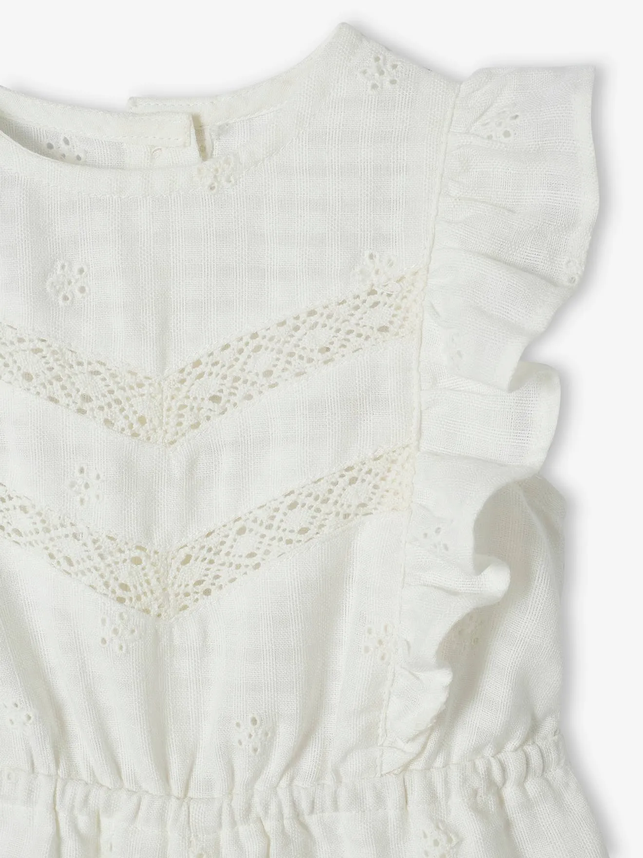 Combi-short de cérémonie bébé en broderie anglaise écru - Vertbaudet