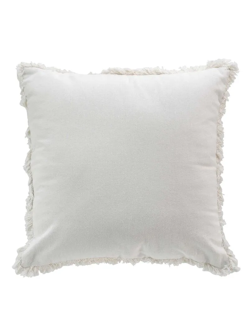 Coussin a franges Evea - Beige clair