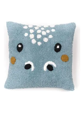 Coussin déhoussable tufté 'FUNNY HIPO' 'TODAY' - Gris