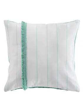 Coussin déhoussable à galon frangé - Vert clair