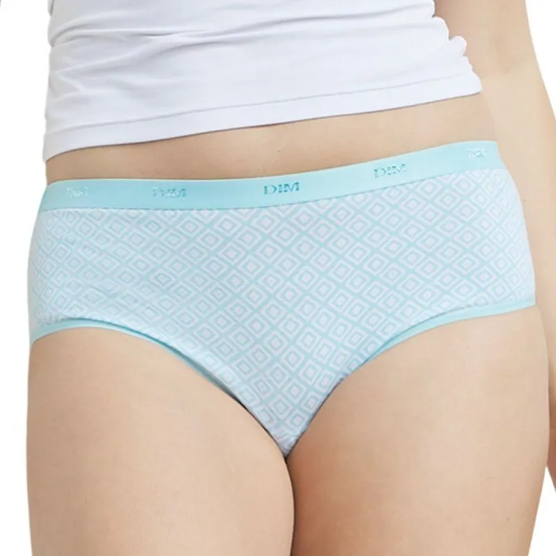 DIM Lot de 3 Boxers Femme Coton POCKETS STRETCH Géos Bleu